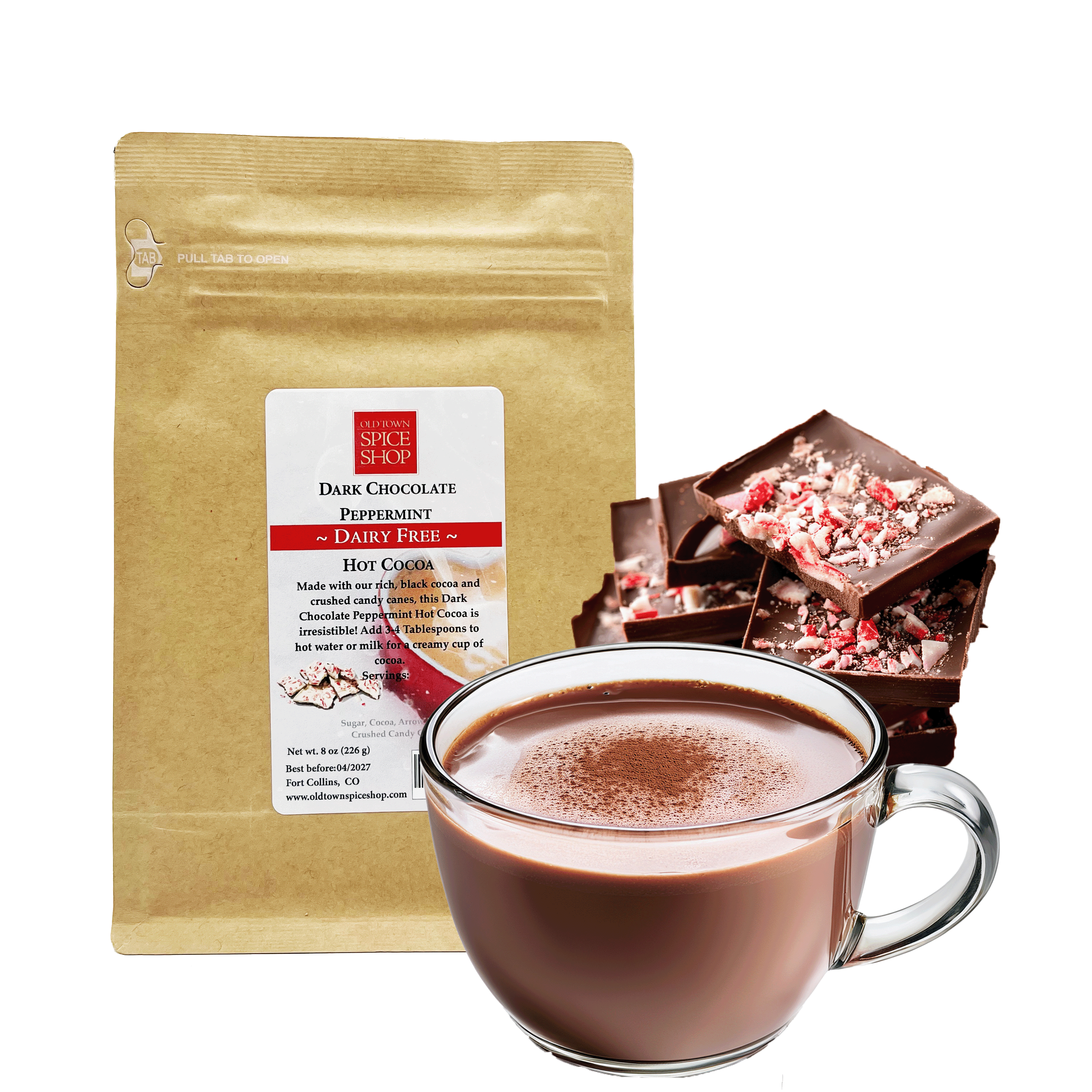 Dairy-Free Dark Chocolate Peppermint Hot Cocoa – Old Town Spice Shop