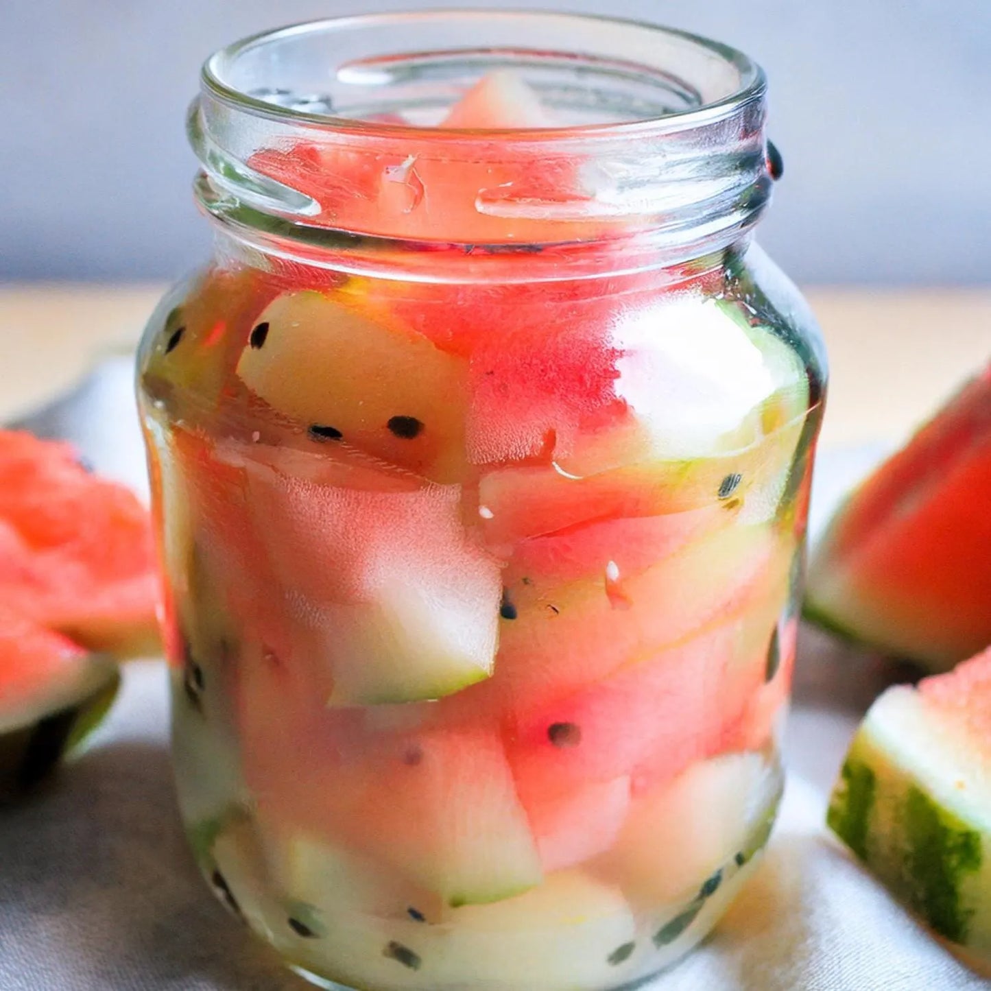 Jar of watermelon rind pickles