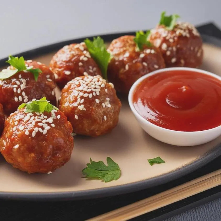 Asian Meatballs with Sweet & Spicy Korean Ketchup
