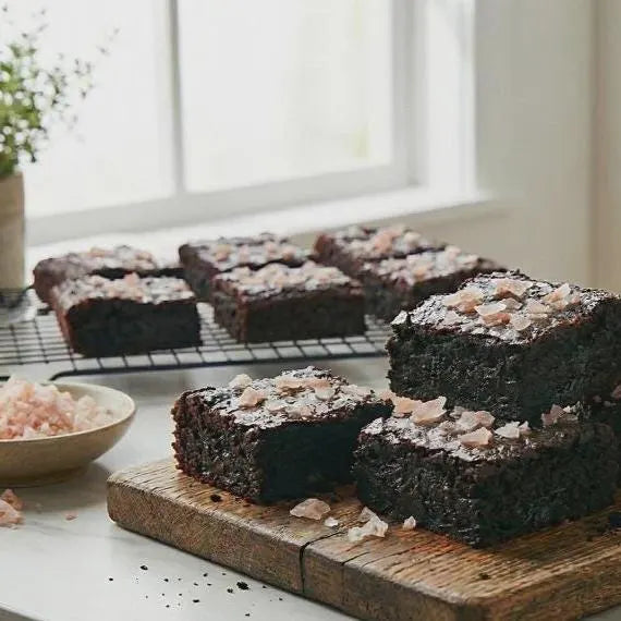 Ultimate Fudgy Dark Cocoa Brownies with Himalayan Pink Sea Salt