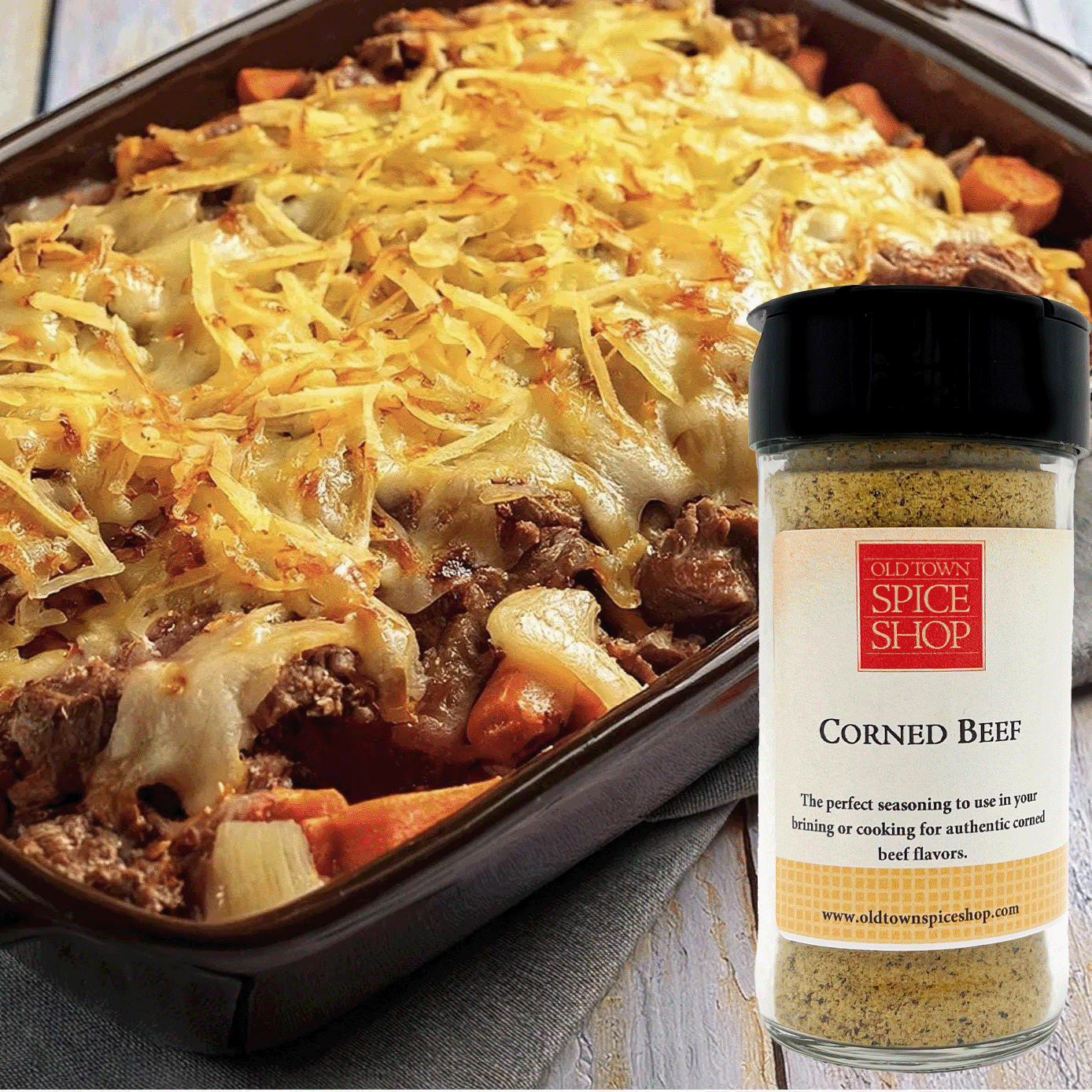 Image of Cheesy Baked Corned Beef and Cabbage