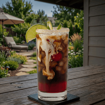 Dirty Cherry Lime Dr Pepper (with Coconut Cream) with lime wedge