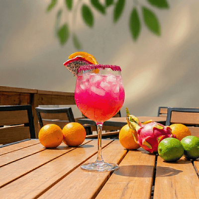 Sparkling Dragon fruit Orange Vodka Spritz