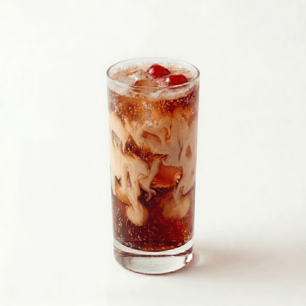 Creamy Cherry Lime Dirty Soda with Country Spritz mix and lime garnish.