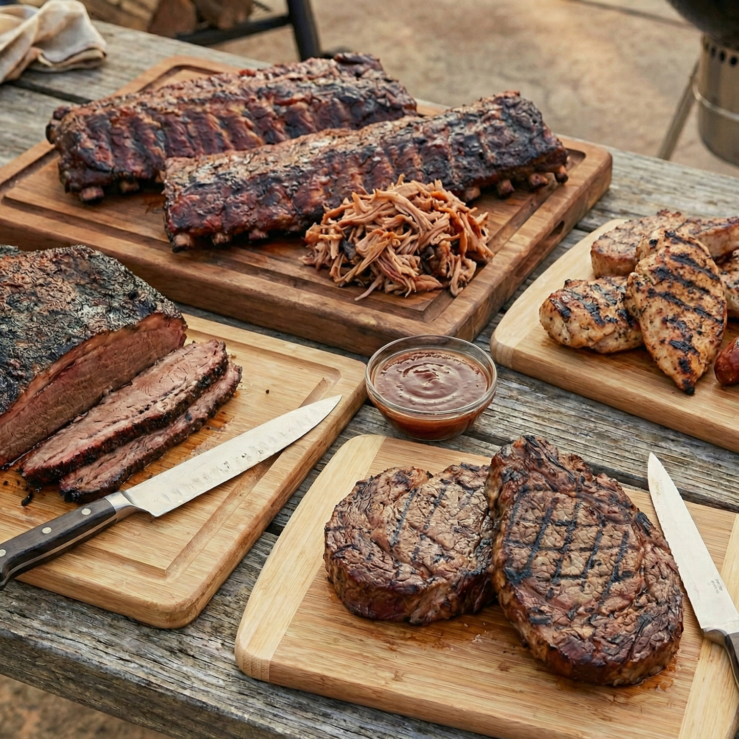 Smoky BBQ ribs on a grill seasoned with handcrafted dry rub from Old Town Spice Shop Fort Collins.