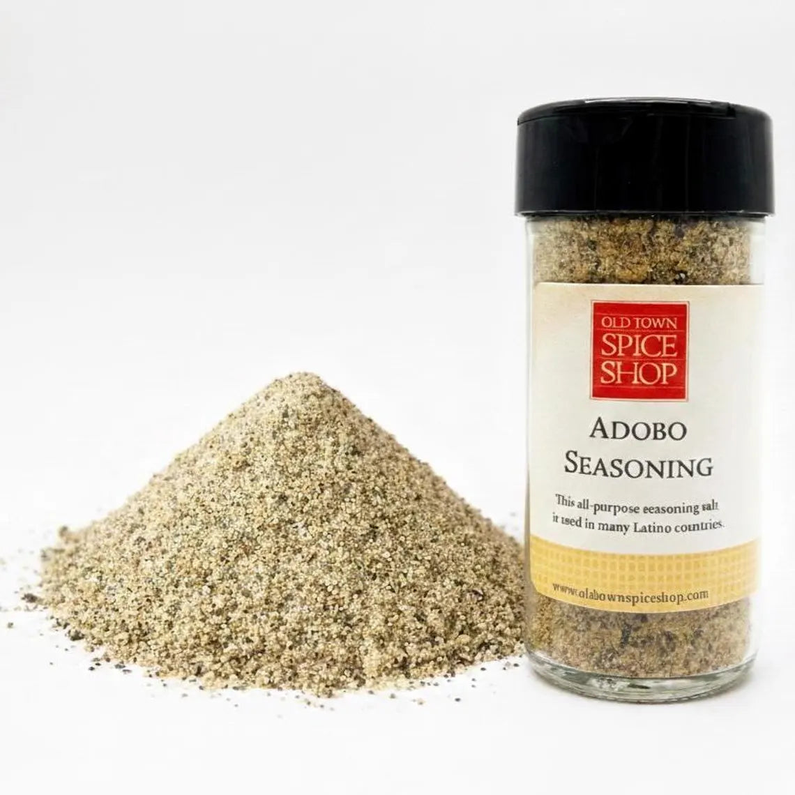 Jar of Adobo seasoning from Old Town Spice Shop with a white background