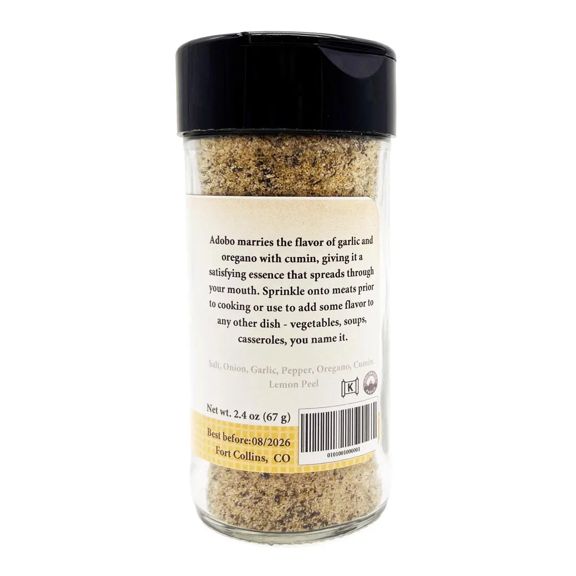 Spice jar with label on a white background
