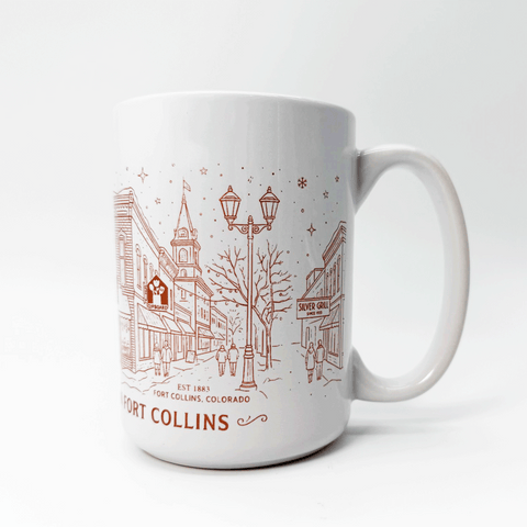 Downtown Fort Collins Coffee Mug in Winter