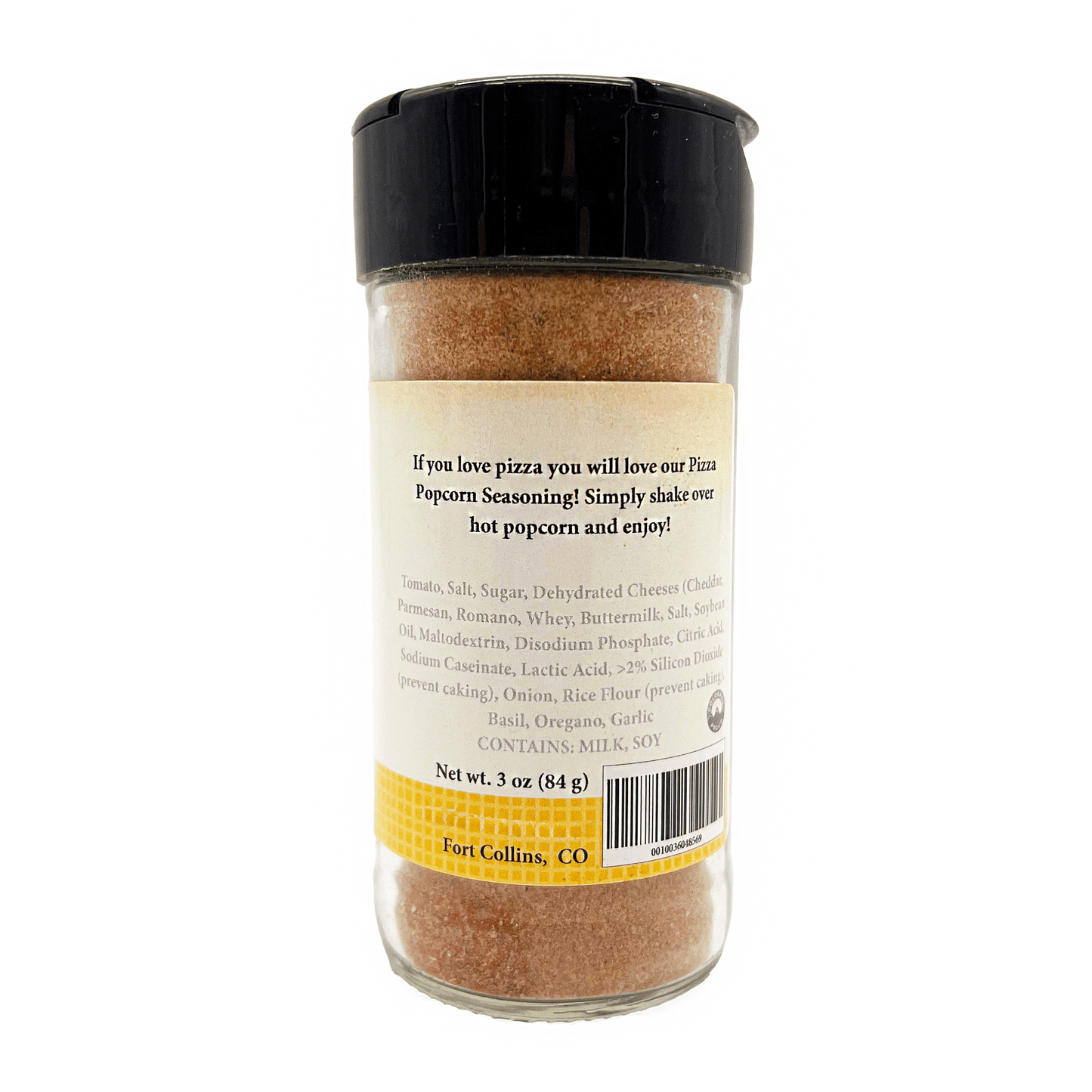 Spice jar with label on a white background