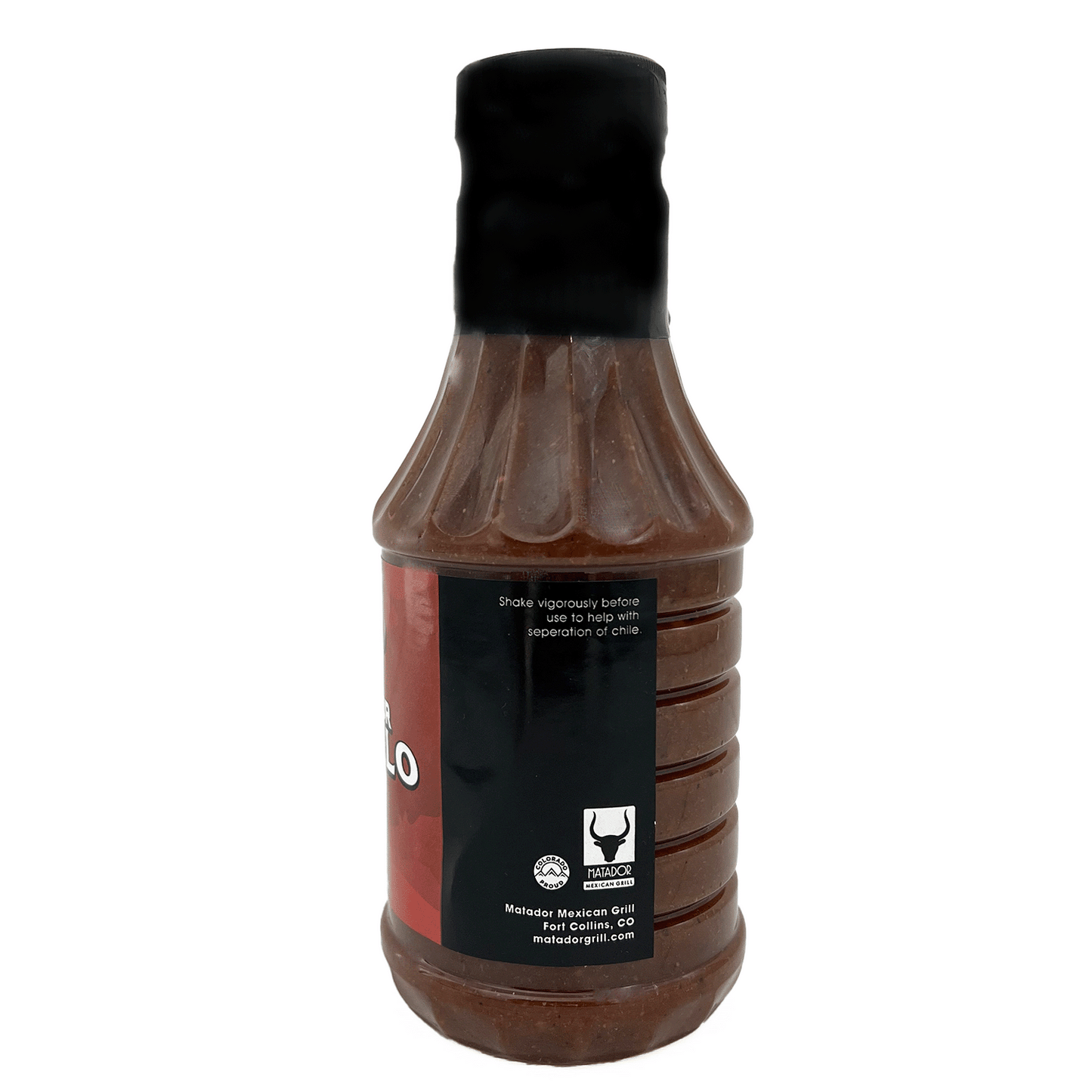 Bottle of barbecue sauce with a black cap on a white background