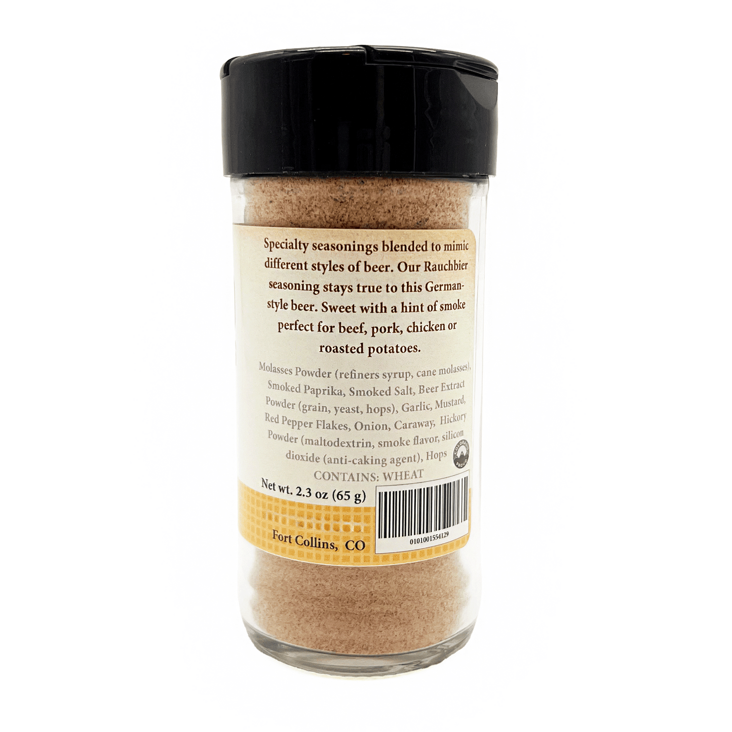 Spice jar with label on a white background