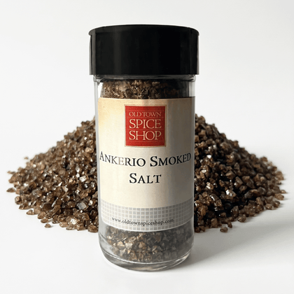 Jar of Ankerio Smoked Salt from Old Town Spice Shop on a white background