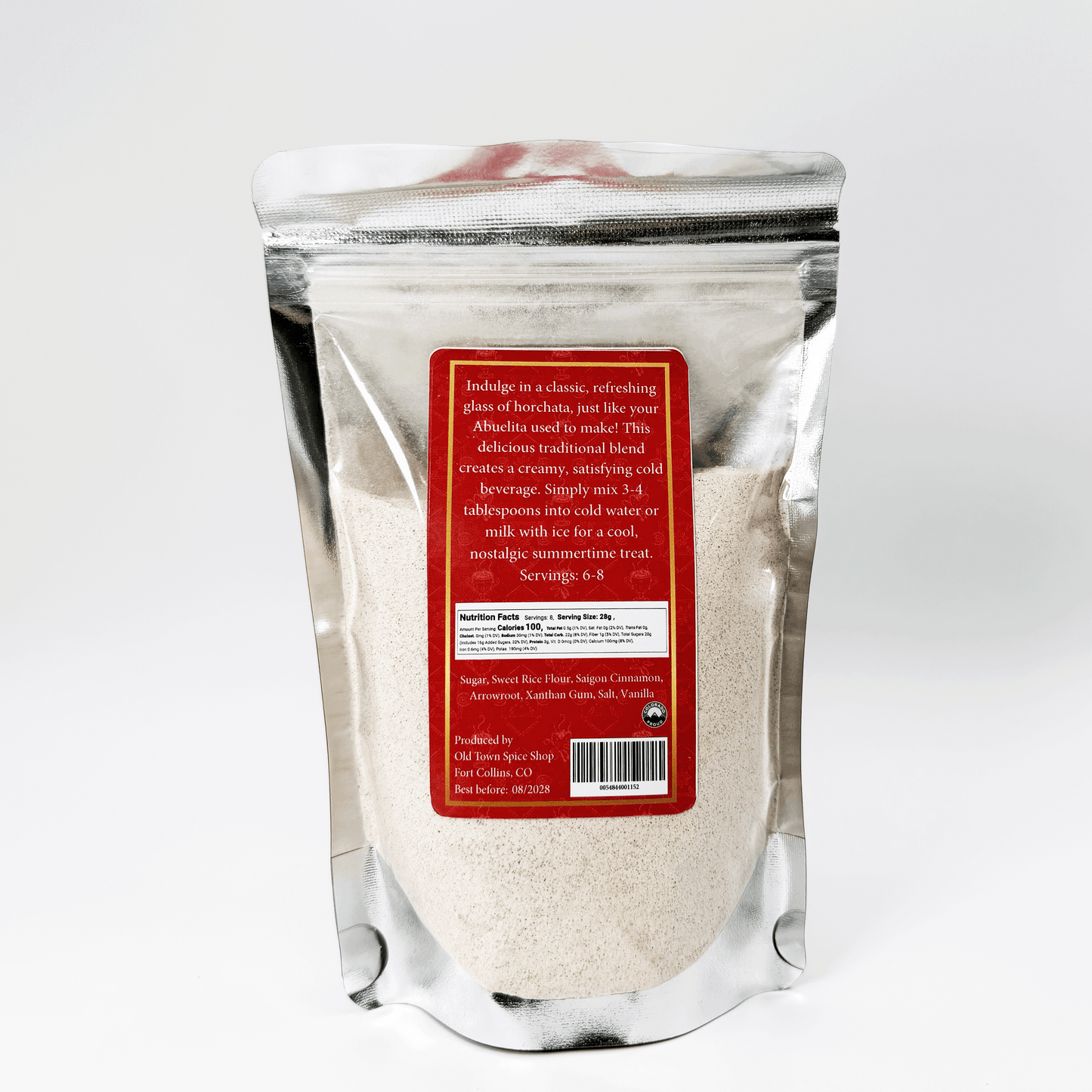 A stand-up pouch of cold brew coffee mix with a large red label on the front, photographed against a clean white background.