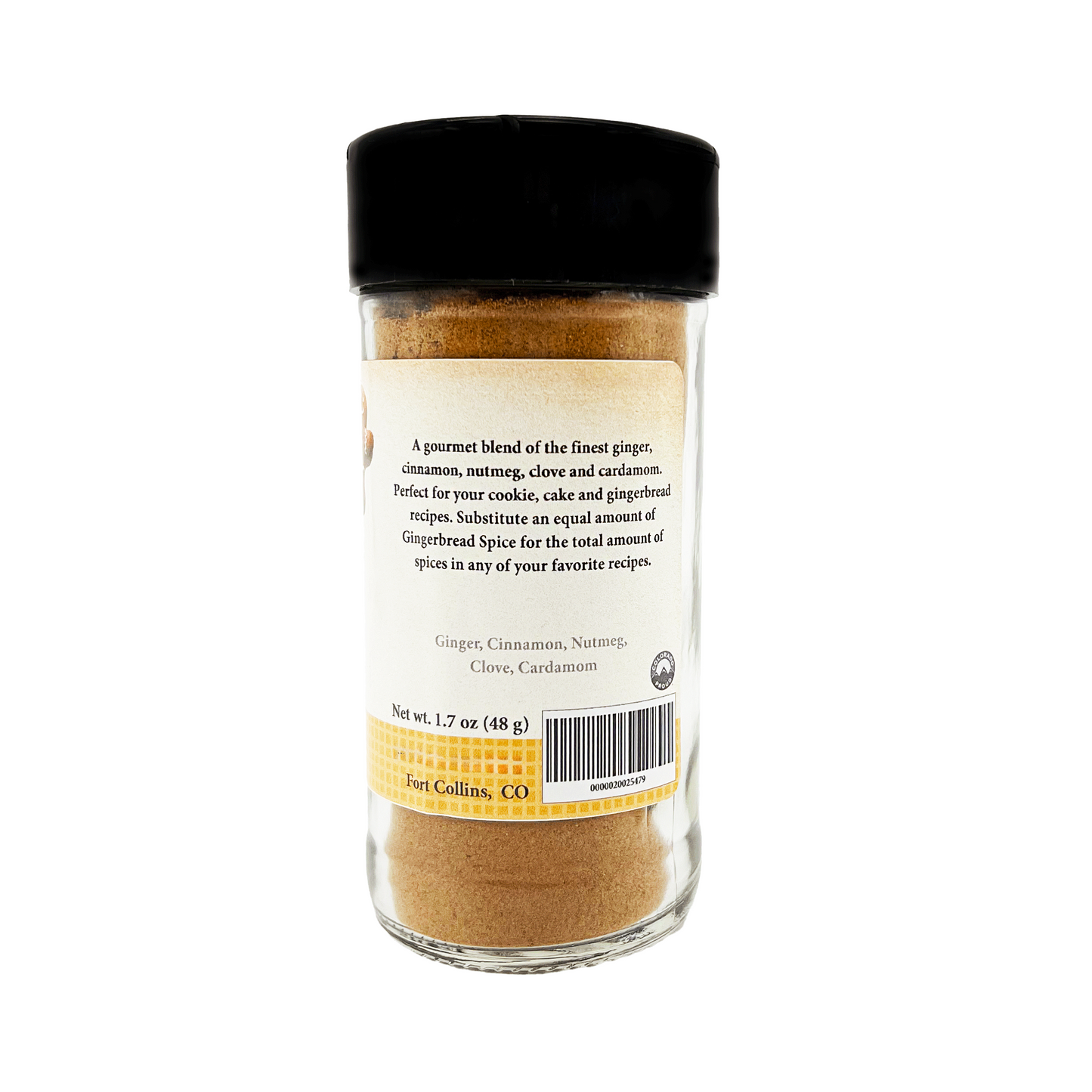 Spice jar with label on a white background