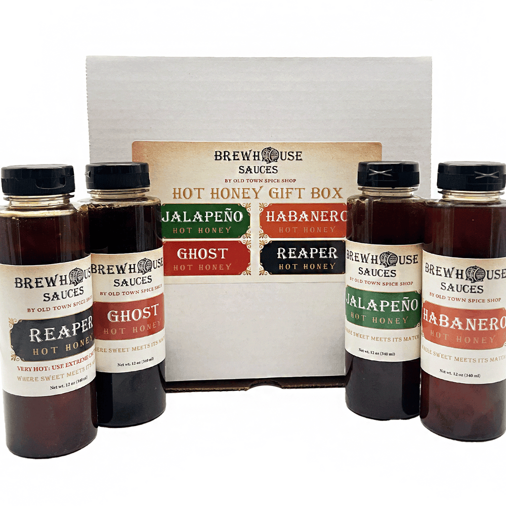 Hot Honey Gift Box: 4 Brewhouse Sauces - Jalapeño to Reaper