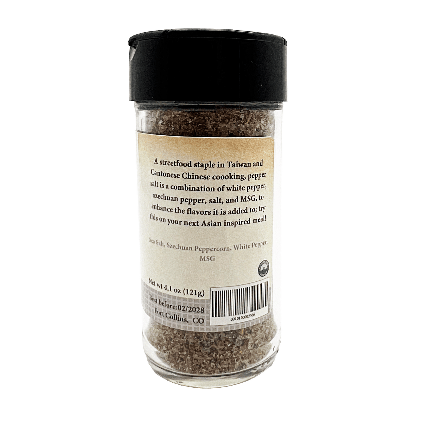 Spice jar with label on a white background