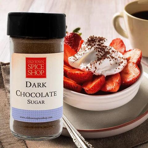 Dark chocolate cocoa sugar served on whipped cream