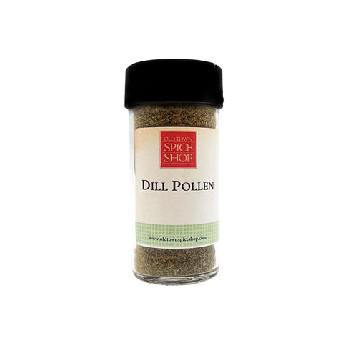 Jar of dill pollen from Old Town Spice Shop on a white background